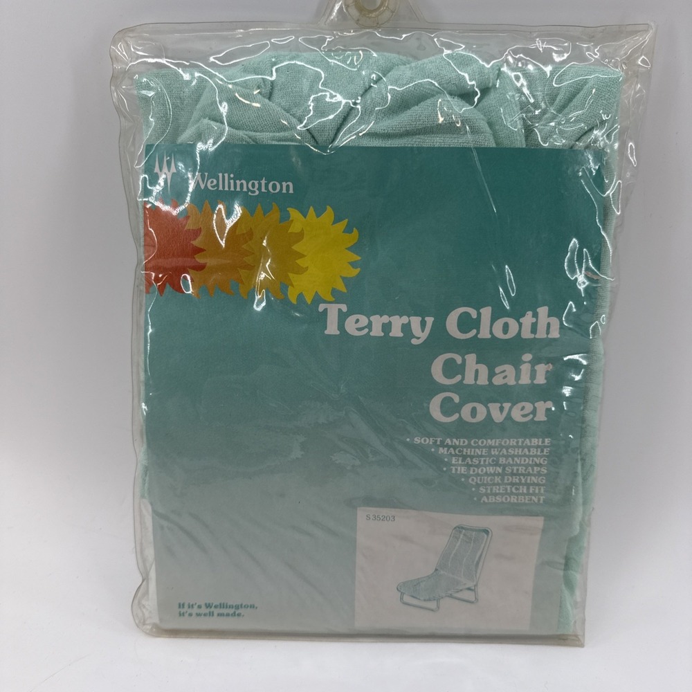 Vintage Lounge Chair Cover Terry Cloth Wellington S35200 Seafoam‎ Green